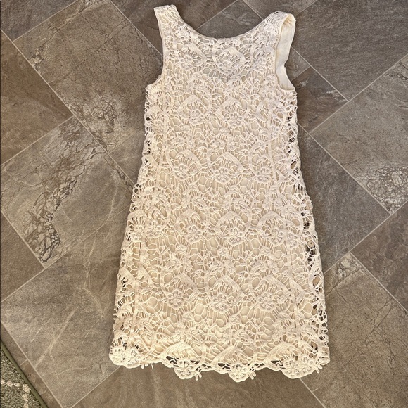 Temperance XS Elegant crochet Lace Sleeveless mini Dress cream - Picture 6 of 11